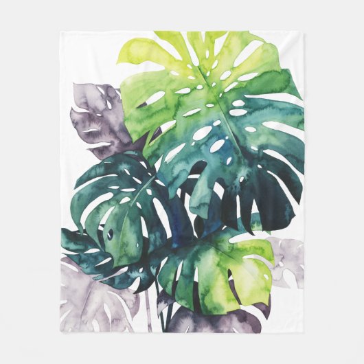 Dämmerungs-Palmen - aufgeteiltes Blatt Fleecedecke (Vorderseite)