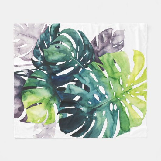 Dämmerungs-Palmen - aufgeteiltes Blatt Fleecedecke (Vorderseite (Horizontal))