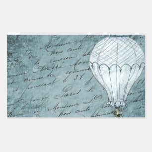 Dämmerungsblauer Heißluftballon-Steampunk-Handschr Rechteckiger Aufkleber