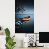 Dämmerungsserenität: Das orange Boot Poster (Heimbüro)