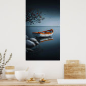 Dämmerungsserenität: Das orange Boot Poster (Küche)