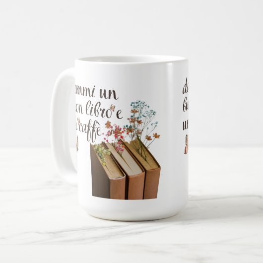 Dammi Un Buon Libro e Un Caffè tazza (italienisch) Kaffeetasse (Vorderseite Links)