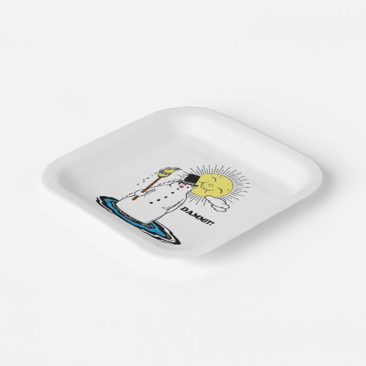 "DAMMIT" Melting Snowman Paper Tellers Funny Pappteller (Gewinkelt)