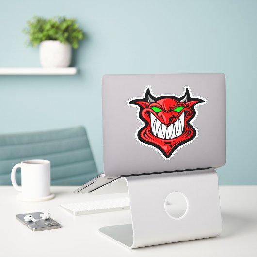 Dämon Aufkleber (Laptop auf Schreibtisch)