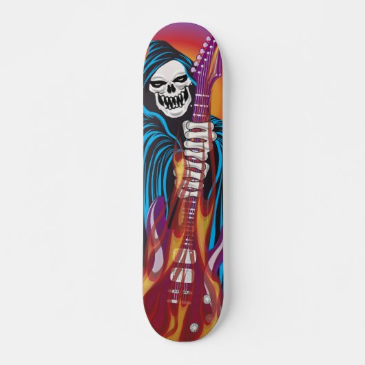 Dämon mit lodernder Gitarre Skateboard (Vorne)