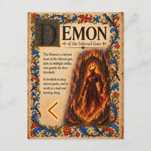 Dämon, mittelalterliche Bestiarien-Kunst Postkarte