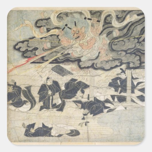 Dämon Thunder, Tenjin Shrine, Kamakura Periode Quadratischer Aufkleber (Vorderseite)