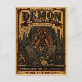 Dämon, Vintage-Zirkus-Monster Postkarte