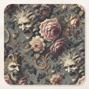Dämonen der Kriminalität – Gothic Floral Design Rechteckiger Pappuntersetzer
