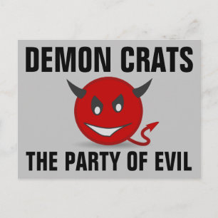 DÄMONEN KRATEN DEMOKRATEN DIE PARTEI DES BÖSEN POSTKARTE