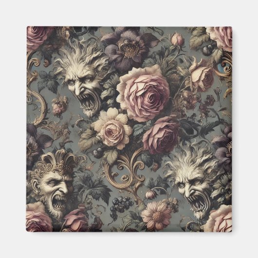 Dämonen von Delinquenz - gotisches Blumendesign Magnet (Vorne)