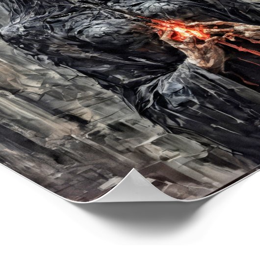 DämonenGeist mit brennendem Herz Poster (Ecke)