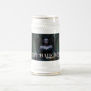 Dämonenkönigin auf dem Thron im Kerzenlicht Bierglas