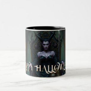 Dämonenkönigin auf dem Thron im Kerzenlicht Zweifarbige Tasse