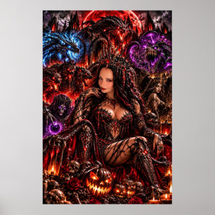 Dämonenkönigin Halloween Dark Fantasy Art Poster