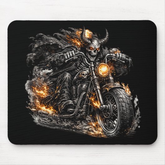 Dämonenschädel-Biker-Motorrad Mousepad (Vorne)