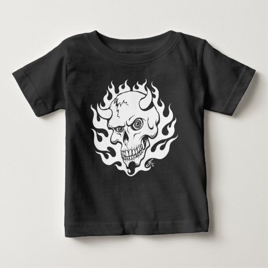 Dämonenschädel in Flammen Baby T-shirt (Vorderseite)