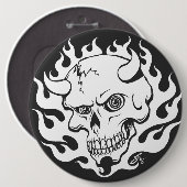 Dämonenschädel in Flammen Button (Vorne & Hinten)