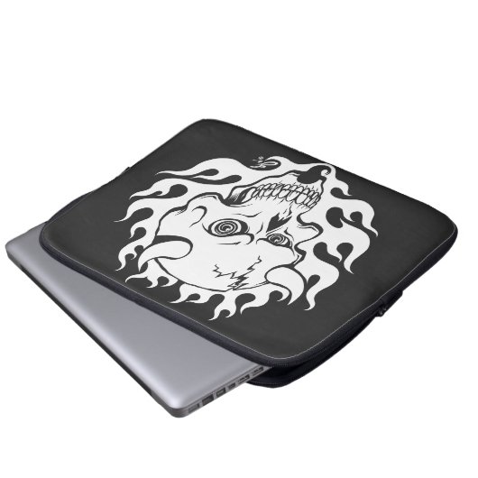 Dämonenschädel in Flammen Laptopschutzhülle (Vorne Knopf)