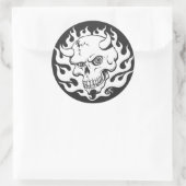 Dämonenschädel in Flammen Runder Aufkleber (Tasche)