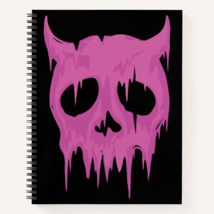 Dämonenschädel in Neon Pink Notizblock