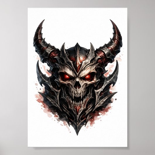 Dämonenschädel mit Hörnern Poster (Vorne)