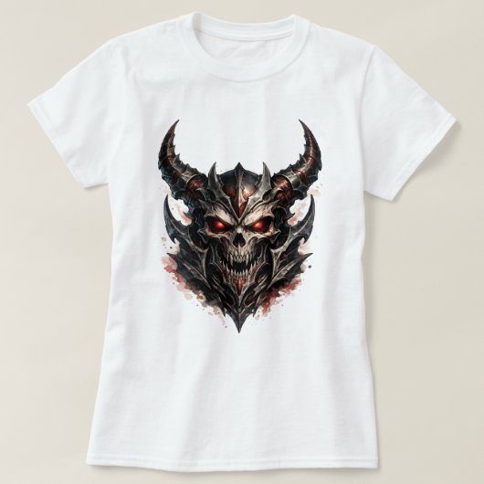 Dämonenschädel mit Hörnern T-Shirt (Design vorne)