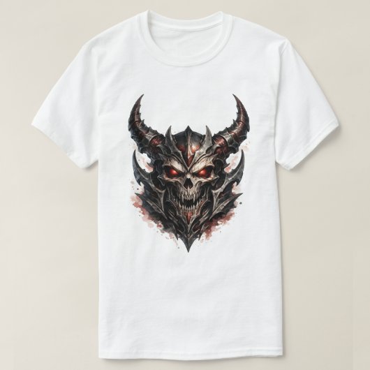 Dämonenschädel mit Hörnern T-Shirt (Design vorne)