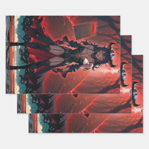 Dämonin mit Kontakt auf der Kreuzung, Anime-Dämon Geschenkpapier Set