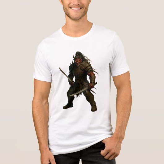 Dämonischer Samurai-Krieger Tri-Blend Shirt (Vorderseite)