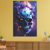 Dämonischer Schädel in Flammen Leinwanddruck (Insitu (Wohnzimmer))