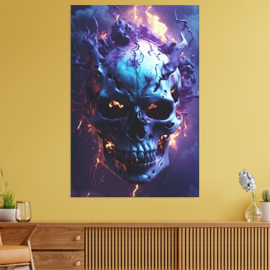 Dämonischer Schädel in Flammen Leinwanddruck (Insitu (Wohnzimmer))