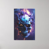 Dämonischer Schädel in Flammen Leinwanddruck (Vorderseite)