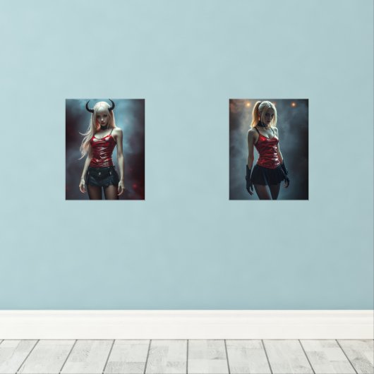 Dämonisches Duett Bilderwand Sets (Holzboden)