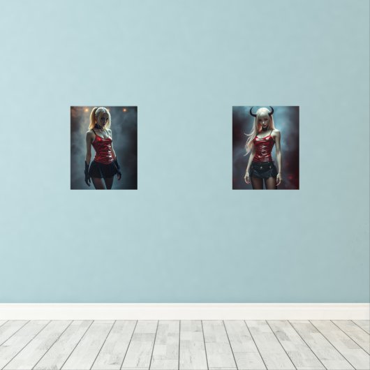 Dämonisches Duett Bilderwand Sets (Holzboden)