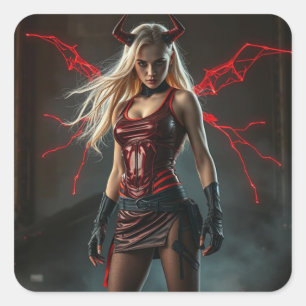 Dämonisches Lady Quadratischer Aufkleber