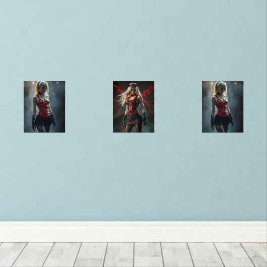 Dämonisches Triptychon Bilderwand Sets (Holzboden)