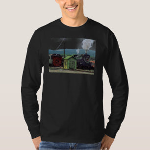 Dampf-Lokomotive, die in Zug-Yard kommt T-Shirt