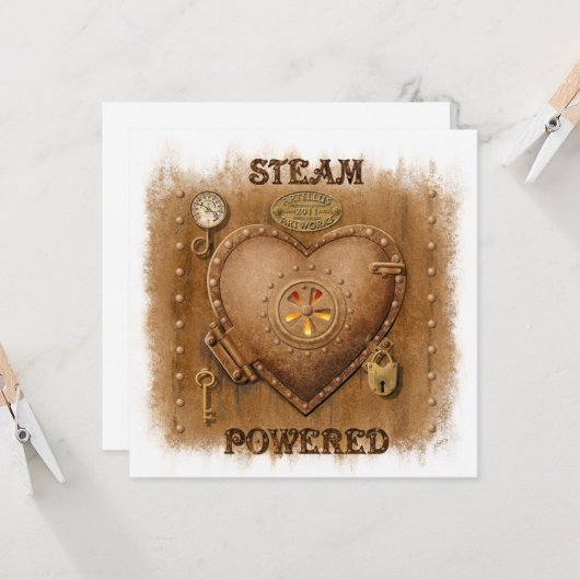 Dampf-Powered Heart Card Karte (Vorderseite/Rückseite Beispiel)