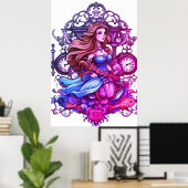 Dampf-Punk-Meeresjungfrau für Mädchen oder Jungen  Poster (Heimbüro)