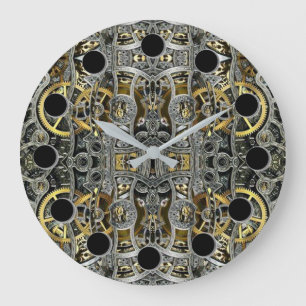 Dampf-Punk-Metallgetriebe-Rundwanduhr Große Wanduhr
