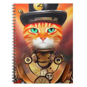 Dampf-Punk Orange Tabby-Katze Notizblock