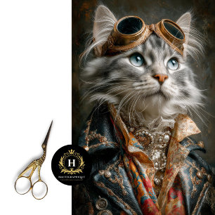 Dampf-Punk Silber-Tabby-Katze Decoupage-Bastelpapi Seidenpapier