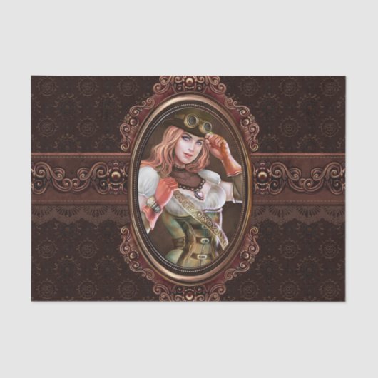 Dampf-Punkgang-modernes Retro abstraktes Muster Seidenpapier (Vorderseite)