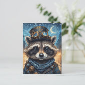 Dampf-Raccoon Postkarte (Stehend Vorderseite)