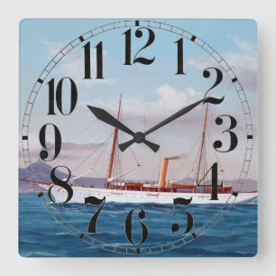 Dampf-Yacht SY Vanduara 1906 Quadratische Wanduhr