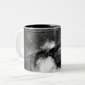 Dampf-Zug-sich fortbewegende Transport-Nacht Zweifarbige Tasse (Vorderseite Links)