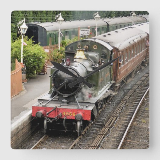 DAMPF-ZÜGE QUADRATISCHE WANDUHR (Vorderseite)