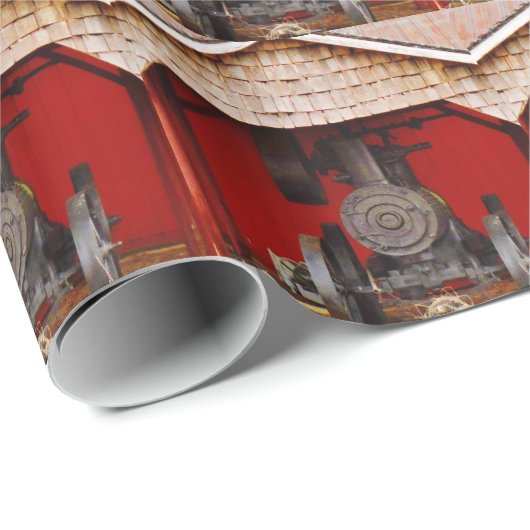 Dampfantrieb Antique Tracter Geschenkpapier (Rolleneckpunkt)