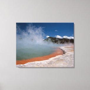 Dampfaufgang aus dem Champagne Pool auf WAI-O-TAPU Leinwanddruck